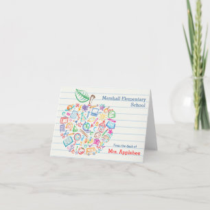 Colourful Teachers Apple Note Card