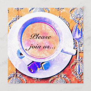 Colourful teacup tea party invitation