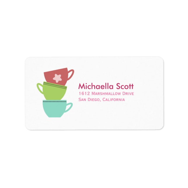 Colourful Teacups Label (Front)