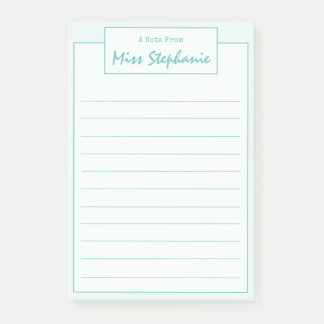 Colourful Teal Blue Script From Teacher Post-it Notes