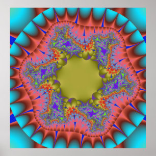 Colourful Teal, Pink and Green Fractal Poster