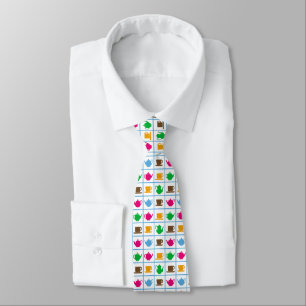 Colourful teapots pattern tie
