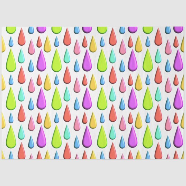 Colourful Tear drop, rain drop Pattern Tissue Paper (Front)