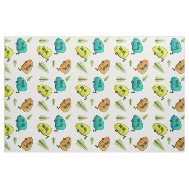 Colourful Teardrop Camper Caravan Fabric (Fat Quarter)