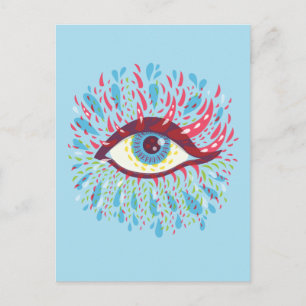 Colourful Tears Weird Blue Psychedelic Eye Postcard