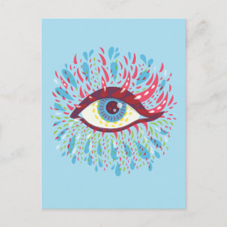 Colourful Tears Weird Blue Psychedelic Eye Postcard