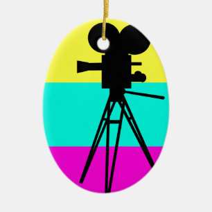 Colourful Technicolor Camera Silhouette Ornament