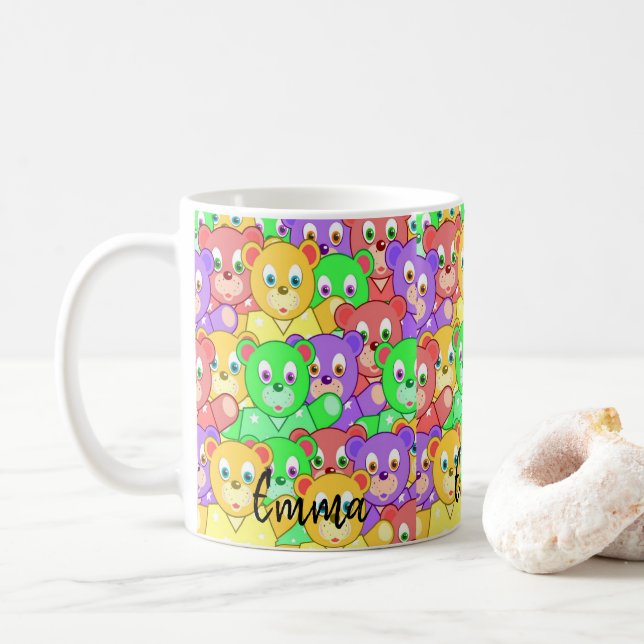 Colourful Teddy Bear Mug (With Donut)