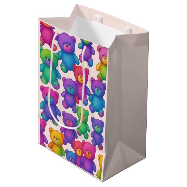 Colourful Teddy Bears Gift Bag (Front Angled)