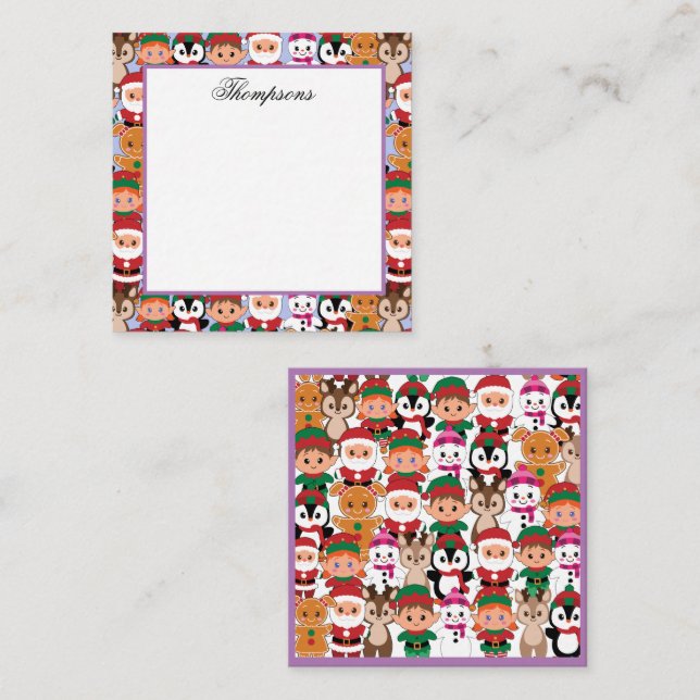 Colourful Teddy Christmas with Many Professions   Card (Front/Back)