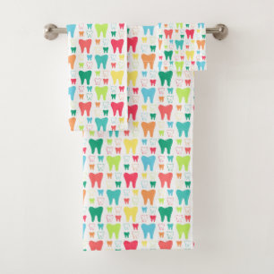 Colourful Teeth Pattern Bath Towel Set