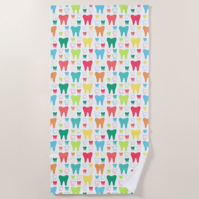 Colourful Teeth Pattern Beach Towel (Front)