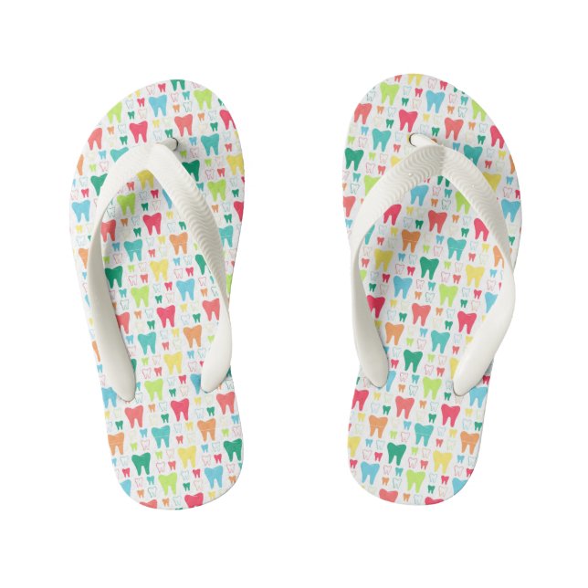 Colourful Teeth Pattern Kid's Flip Flops (Footbed)
