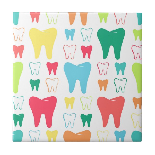 Colourful Teeth Pattern Tile (Front)