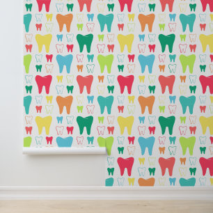 Colourful Teeth Pattern Wallpaper