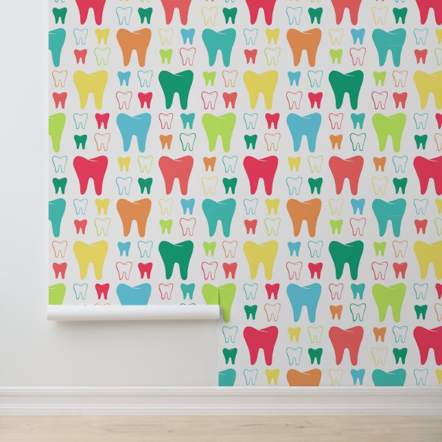 Colourful Teeth Pattern Wallpaper (Application)