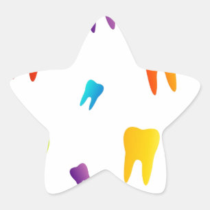 Colourful teeth star sticker