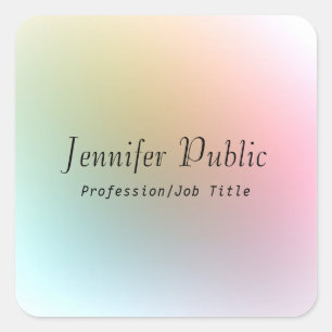 Colourful Template Calligraphed Script Text Square Sticker