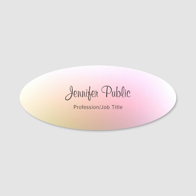 Colourful Template Elegant Calligraphed Script Tex Name Tag (Front)