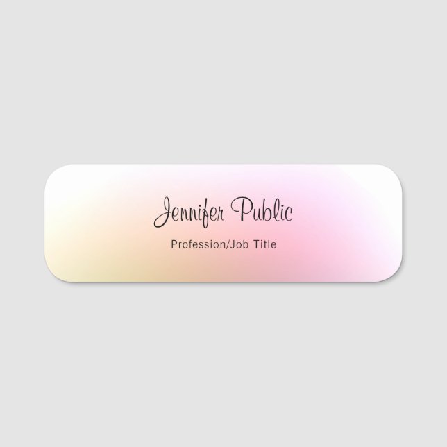 Colourful Template Elegant Handwriting Script Text Name Tag (Front)