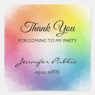 Colourful Template Thank You Hand Script Text Square Sticker
