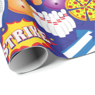 Colourful Ten Pin Bowling Birthday Party Pattern Wrapping Paper