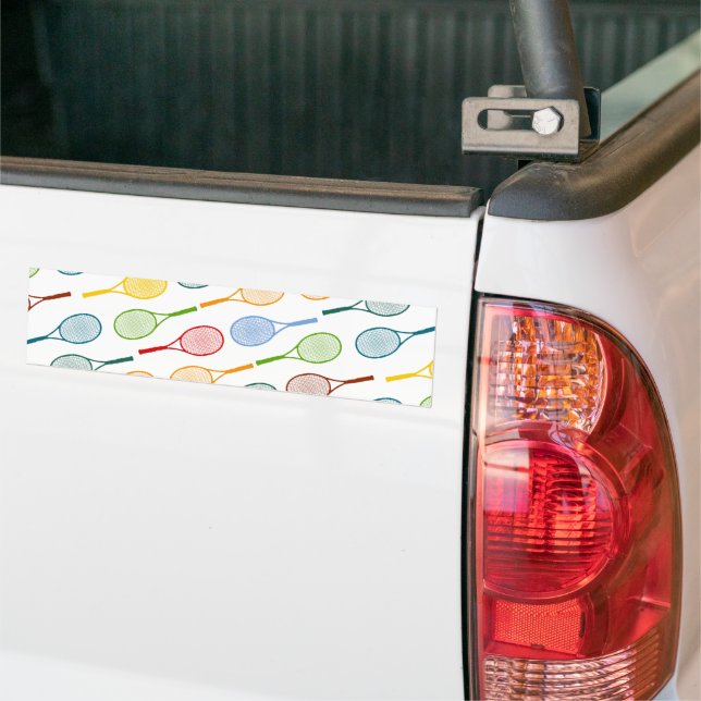 colourful tennis rackets pattern bumper sticker (On Truck)