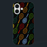 colourful tennis rackets pattern iPhone 16 case<br><div class="desc">A pattern of tennis racquets of different colours</div>