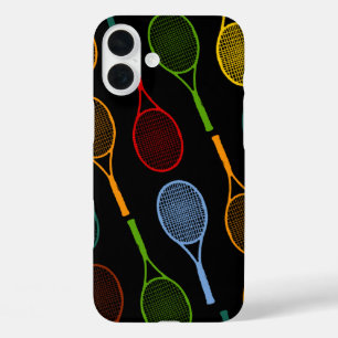 colourful tennis rackets pattern iPhone 16 plus case