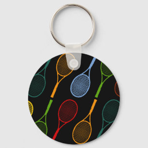 colourful tennis rackets pattern key ring