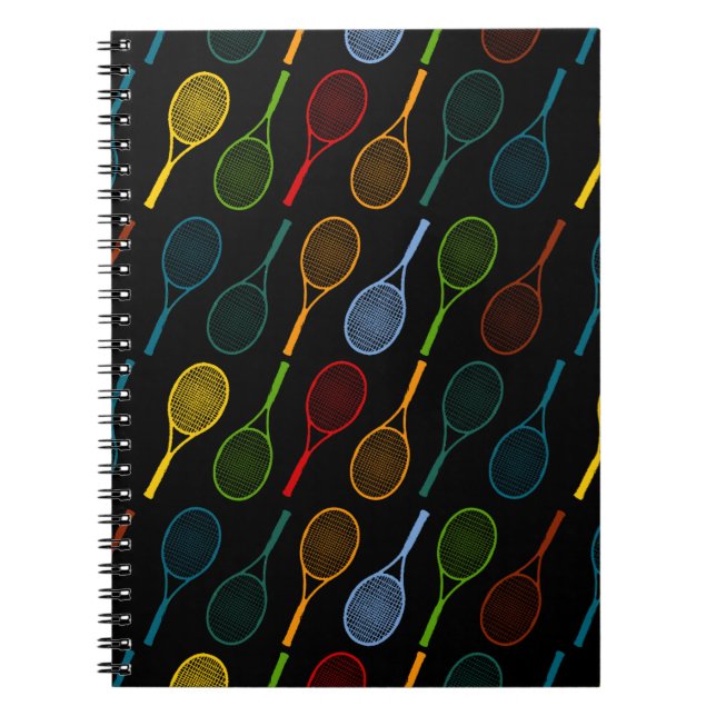 colourful tennis rackets pattern notebook (Front)
