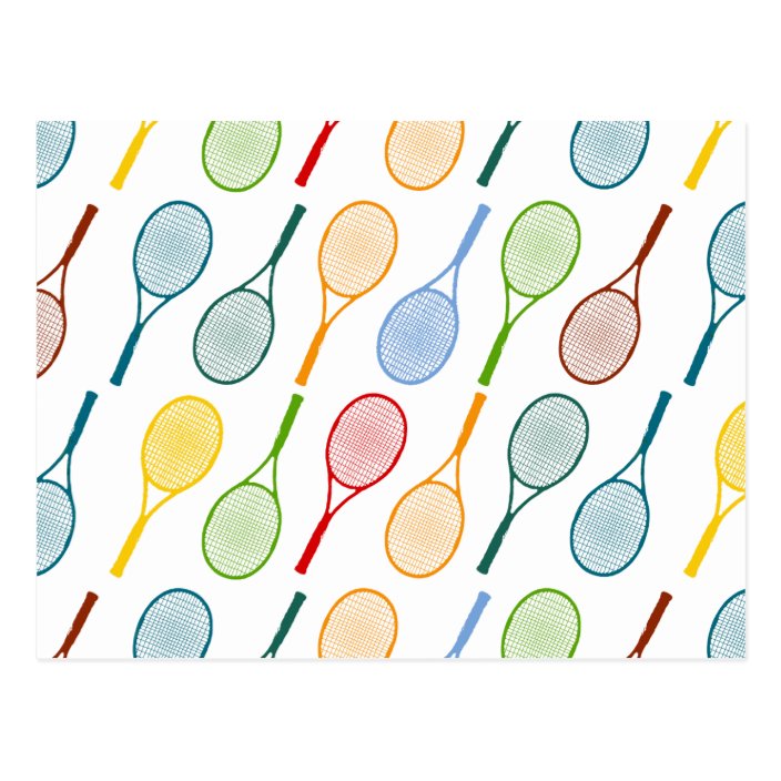 colourful tennis rackets pattern postcard | Zazzle.co.uk