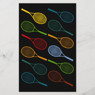 colourful tennis rackets pattern stationery