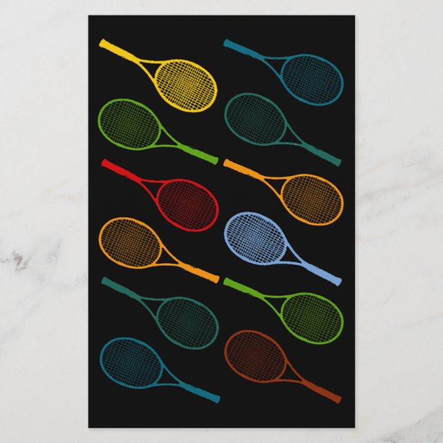 colourful tennis rackets pattern stationery (Front)