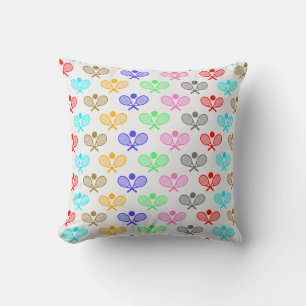Colourful Tennis Seamless Pattern - Racket and Bal Cushion