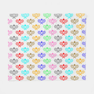 Colourful Tennis Seamless Pattern - Racket and Bal Fleece Blanket