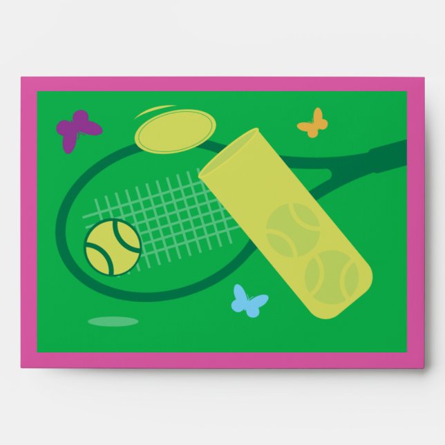 Colourful tennis theme greeting card envelopes (Front)