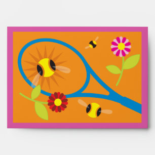 Colourful tennis themed greeting card envelopes