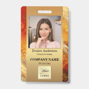 Colourful Terra Cotta Art Gold Photo ID Badge