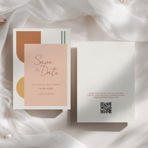 Colourful Terracotta Arches Boho Wedding QR Code Save The Date