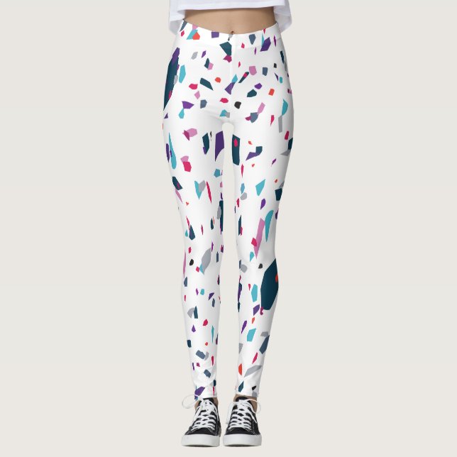 Colourful Terrazo Elegant Summer Leggings (Front)