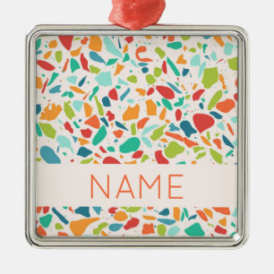 Colourful Terrazzo Pattern Name Architectural Fun Metal Tree Decoration