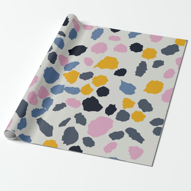 Colourful terrazzo pattern wrapping paper (Unrolled)