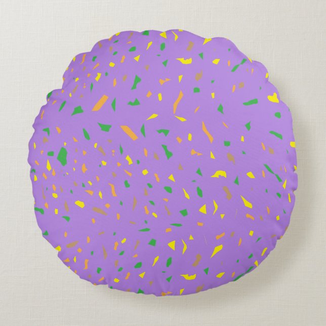 Colourful Terrazzo Pieces Round Cushion (Front)