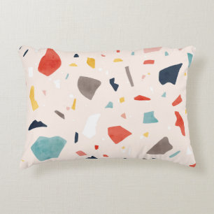 Colourful terrazzo: seamless rock fragments. decorative cushion