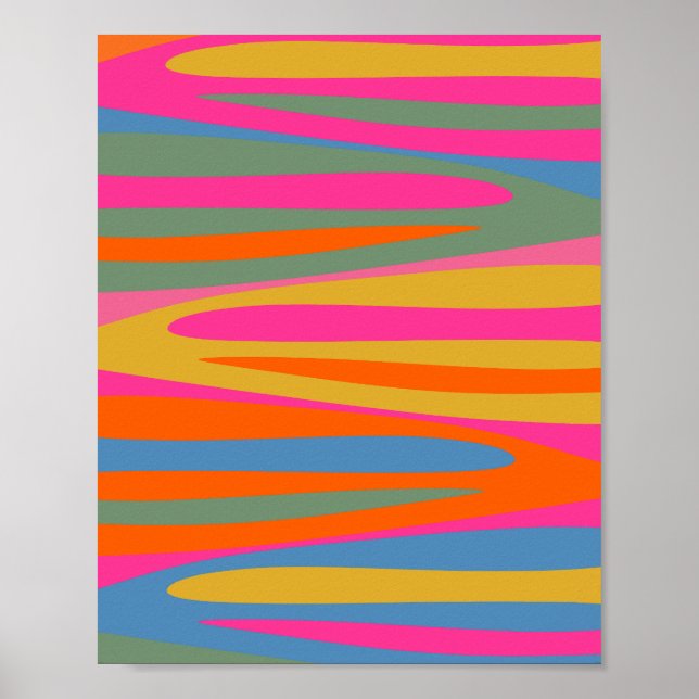 Colourful Terzo Stripes Bright Abstract Pattern Poster (Front)