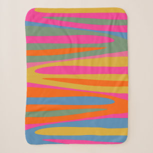 Colourful Terzo Stripes Bright Abstract Pattern Sherpa Blanket
