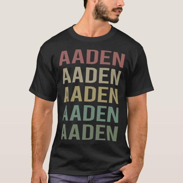 Colourful Text Art - Aaden Name T-Shirt (Front)