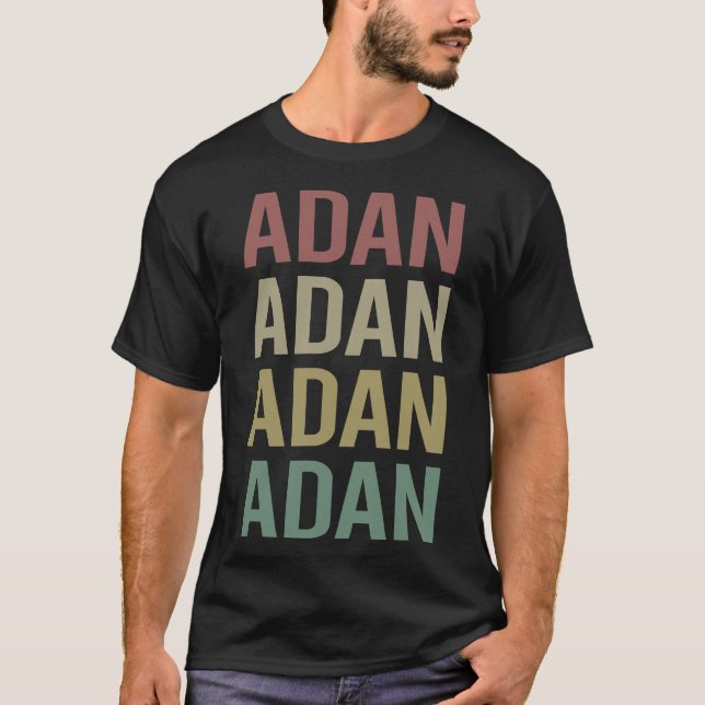 Colourful Text Art - Adan Name T-Shirt (Front)