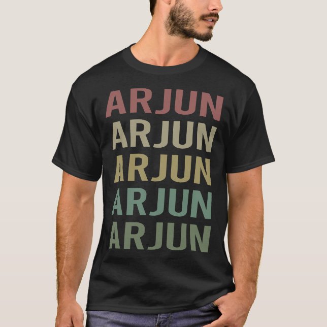 Colourful Text Art - Arjun Name T-Shirt (Front)
